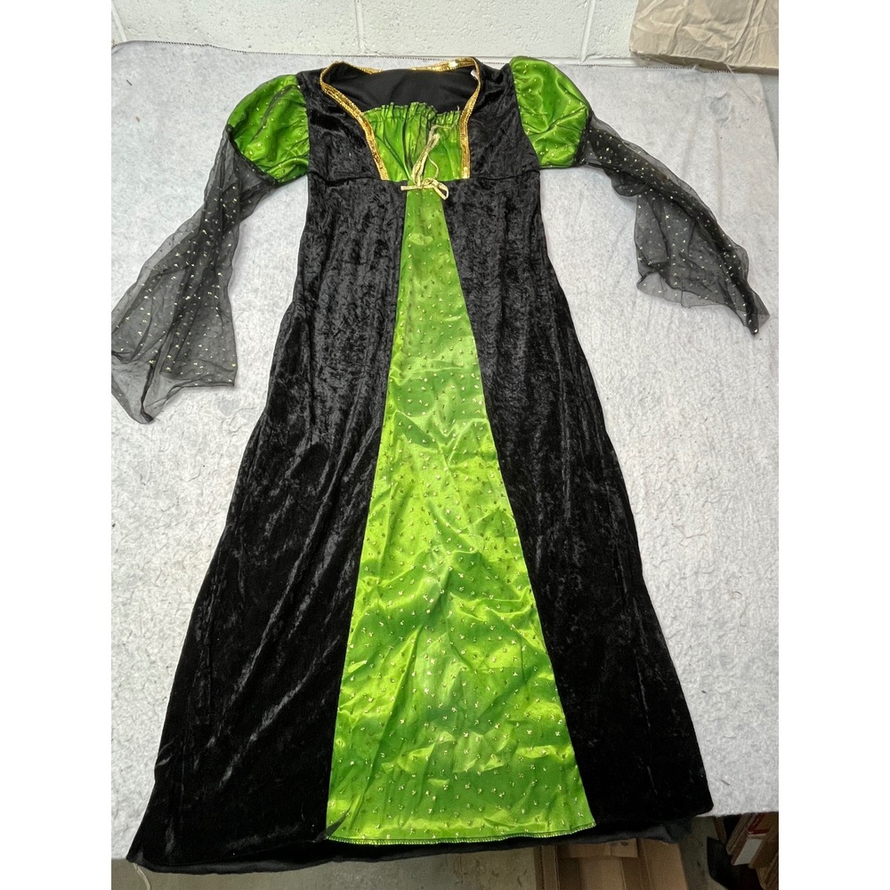 Rubies Renaissance Medieval Gown Black Green Velvet Gold Sequin Costume Womens S